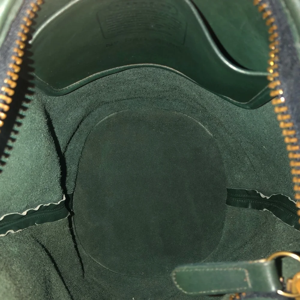COACH Bottle Green Glove Tanned Leather Duffle Sac XL Bucket Bag 9085 USA COA
